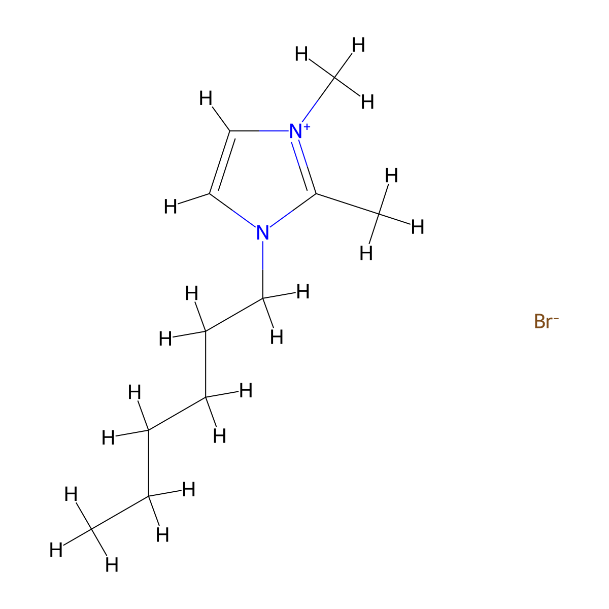 1-Hexyl-2,3-dimethylimidazolium bromide molecular structure, CAS 411222-01-0