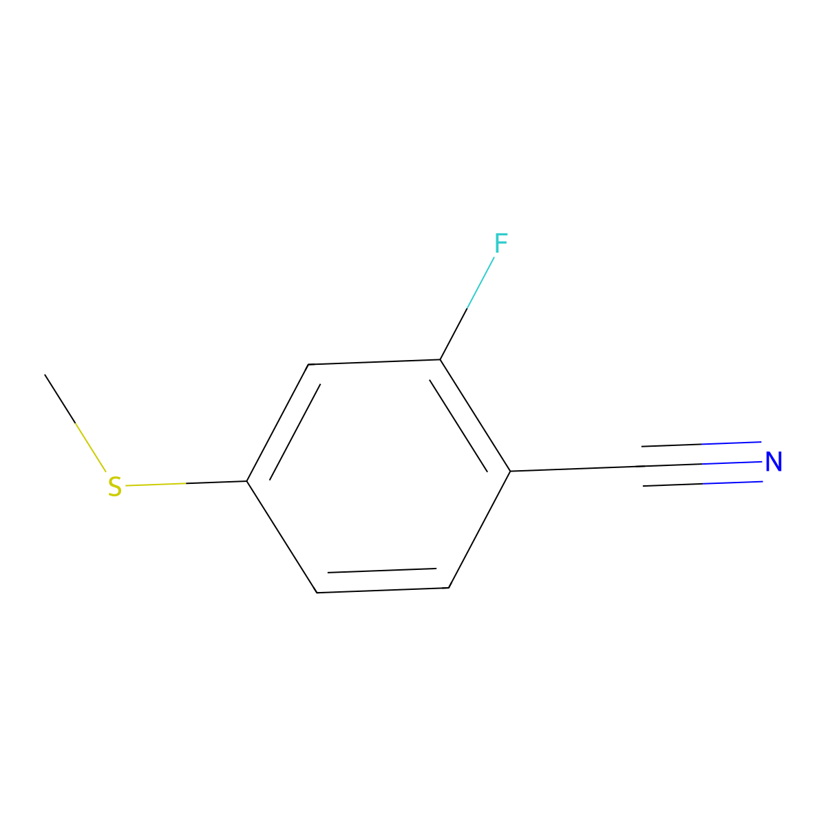 2-Fluoro-4-(methylthio)benzonitrile molecular structure, CAS 411233-39-1