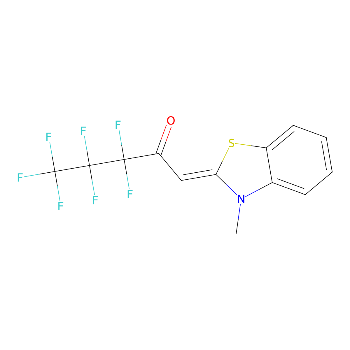 3,3,4,4,5,5,5-heptafluoro-1-(3-methyl-1,3-benzothiazol-2(3H)-ylidene)pentan-2-one molecular structure, CAS 41131-07-1