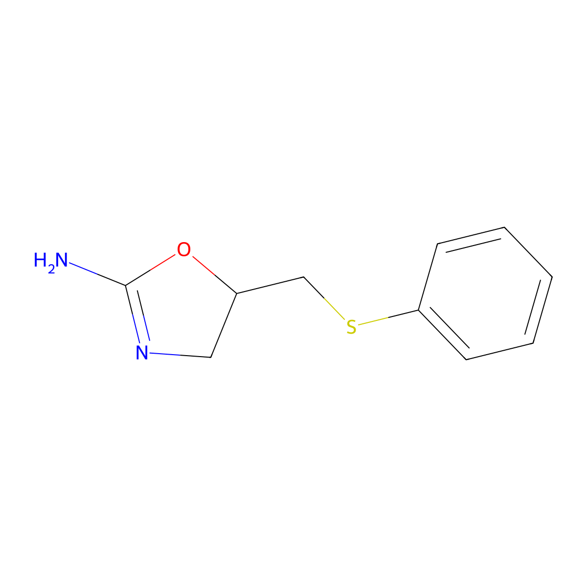 2-Oxazoline, 2-amino-5-phenylthiomethyl- molecular structure, CAS 41136-03-2