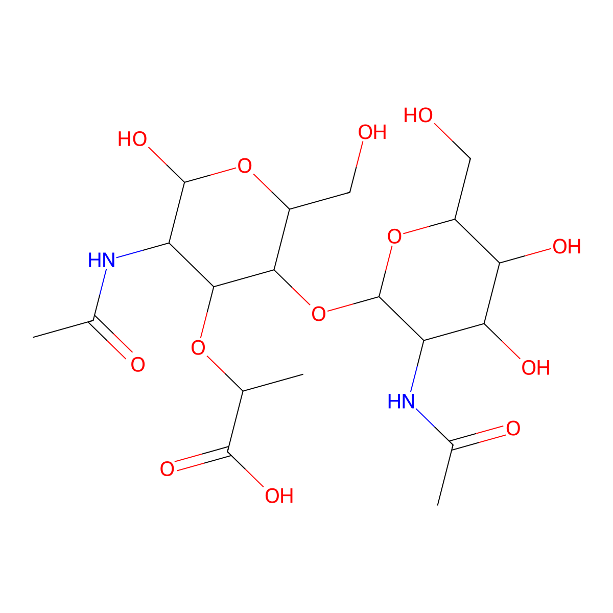 N-Acetyl-D-glucosaminyl-(1-4)-N-acetylmuramic Acid molecular structure, CAS 41137-10-4