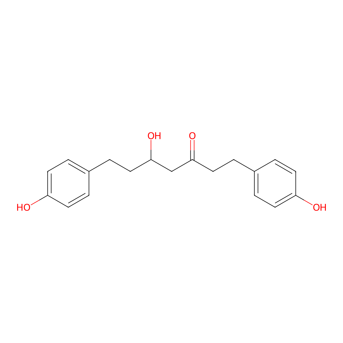 (5S)-5-hydroxy-1,7-bis(4-hydroxyphenyl)heptan-3-one molecular structure, CAS 41137-85-3