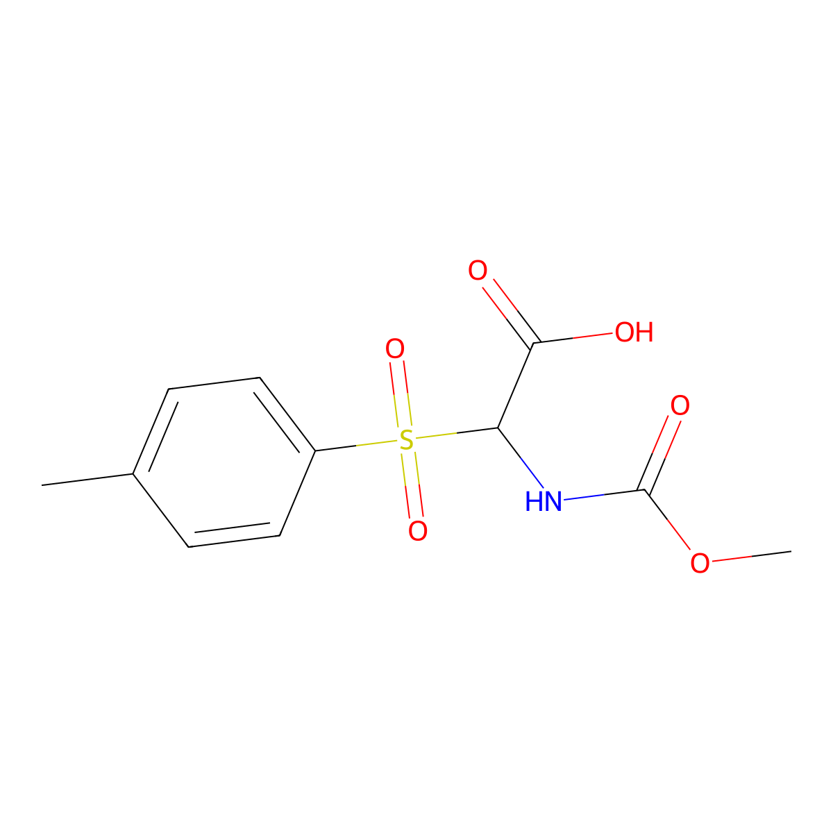Acetic acid, 2-[(methoxycarbonyl)amino]-2-[(4-methylphenyl)sulfonyl]- molecular structure, CAS 41141-95-1