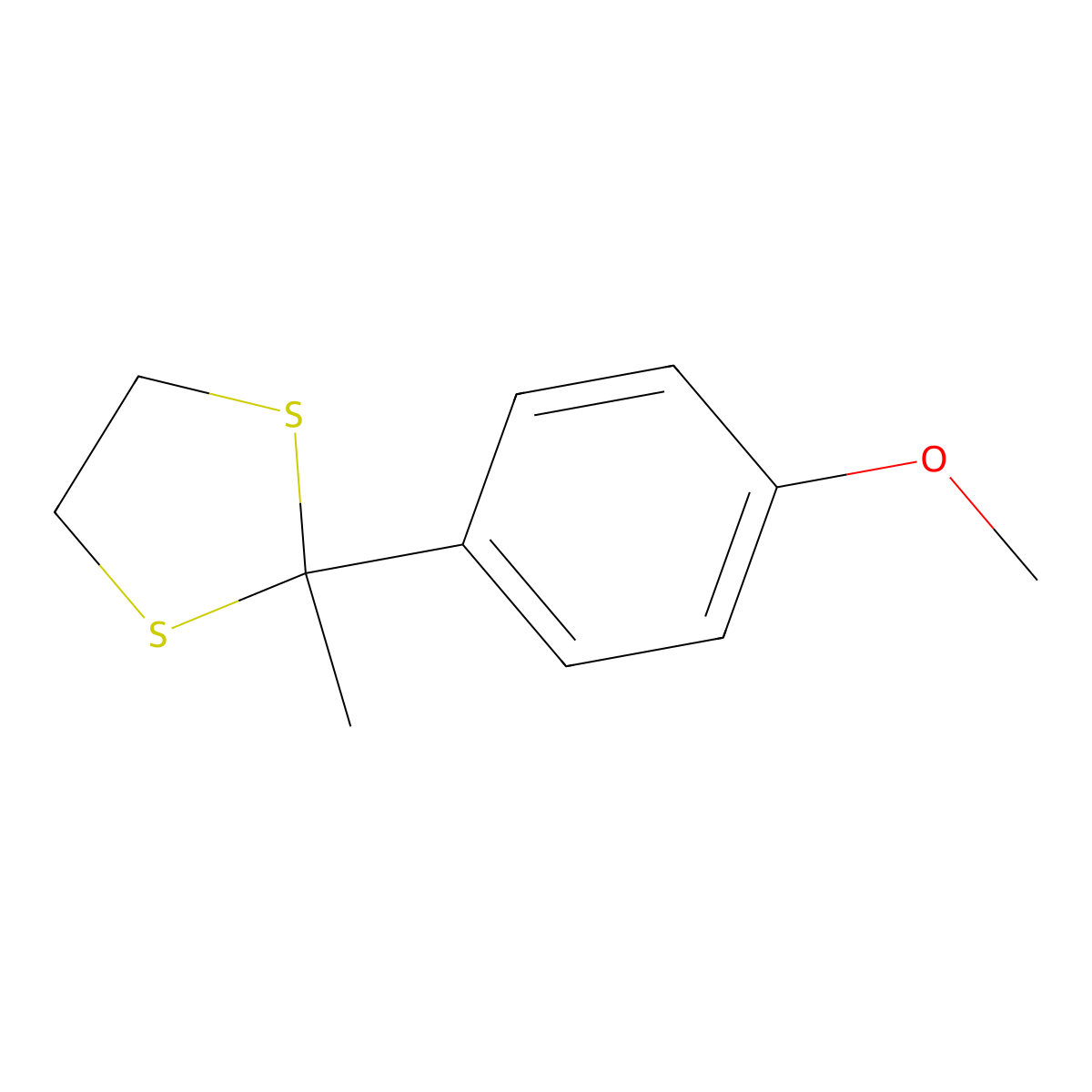 2-(4'-Methoxyphenyl)-2-methyl-1,3-dithiolane molecular structure, CAS 41159-07-3