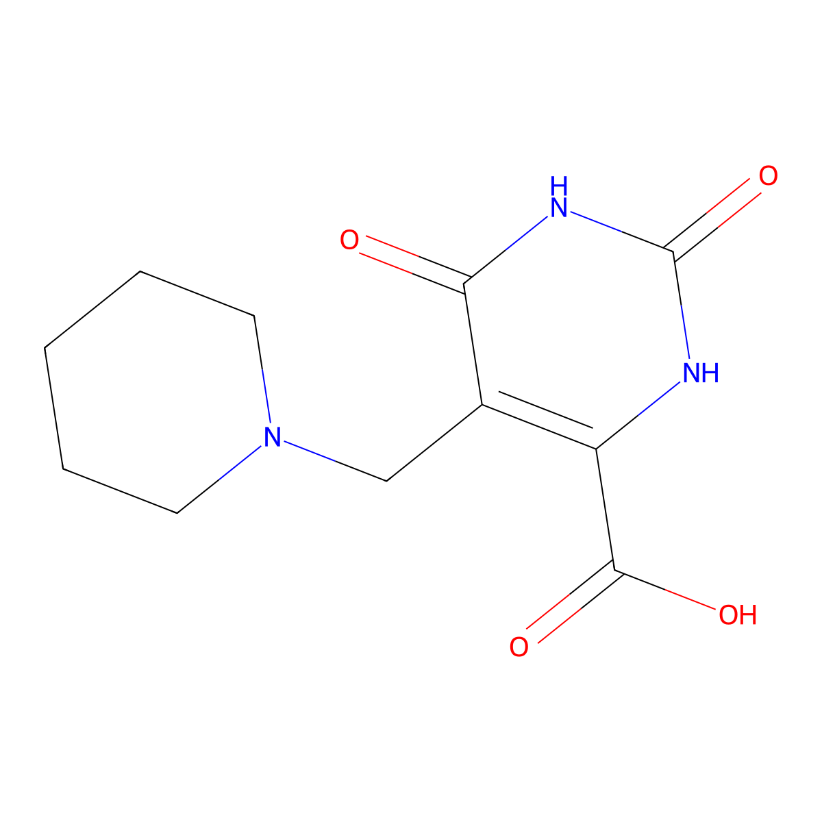 2,6-Dioxo-5-(piperidin-1-ylmethyl)-1,2,3,6-tetrahydropyrimidine-4-carboxylic acid molecular structure, CAS 4116-21-6