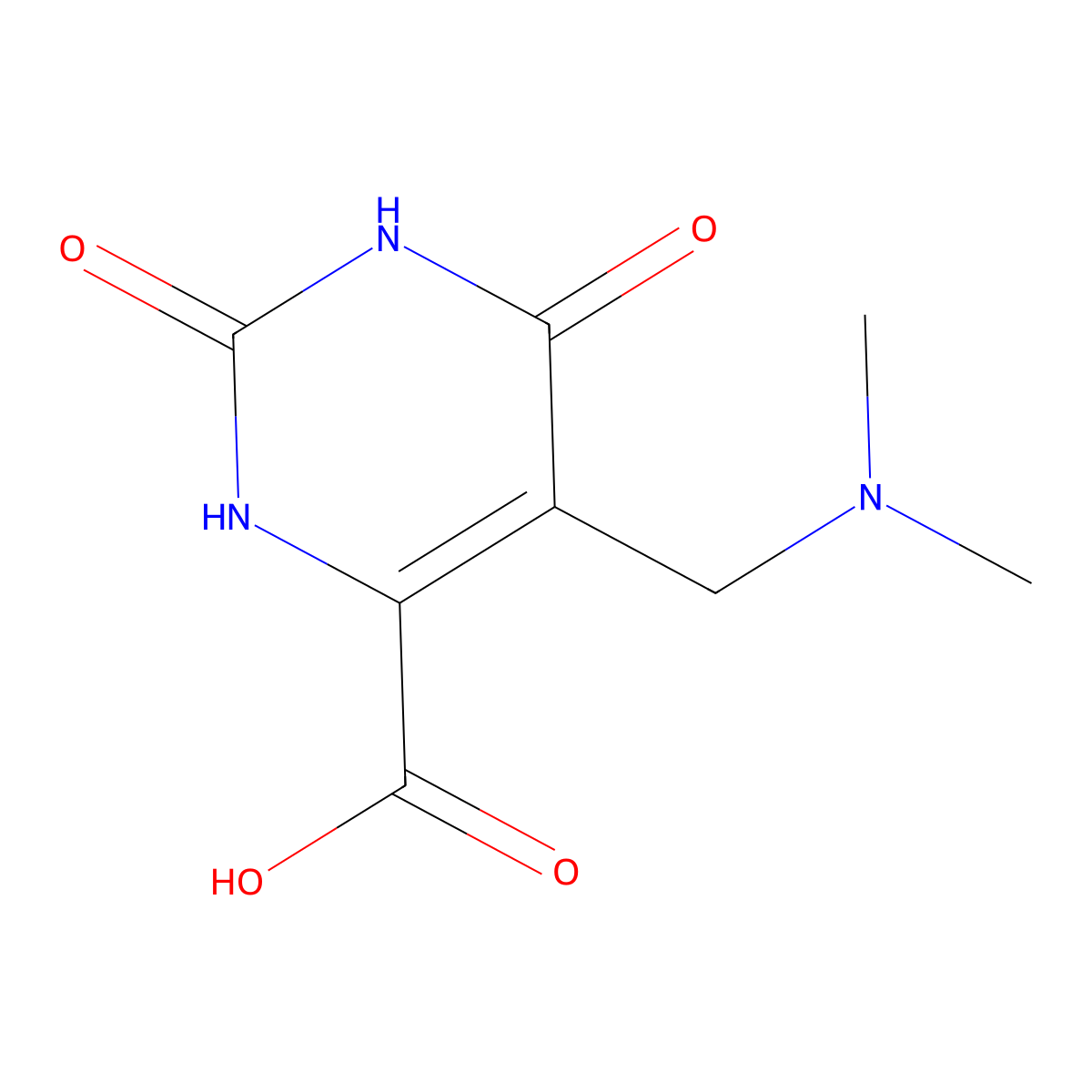 5-Dimethylaminomethyl-2,6-dioxo-1,2,3,6-tetrahydro-pyrimidine-4-carboxylic acid molecular structure, CAS 4116-23-8