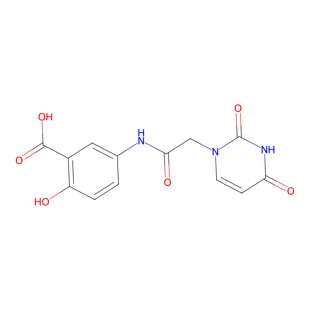 5-{[(2,4-Dioxo-3,4-dihydropyrimidin-1(2h)-yl)acetyl]amino}-2-hydroxybenzoic acid molecular structure, CAS 4116-41-0