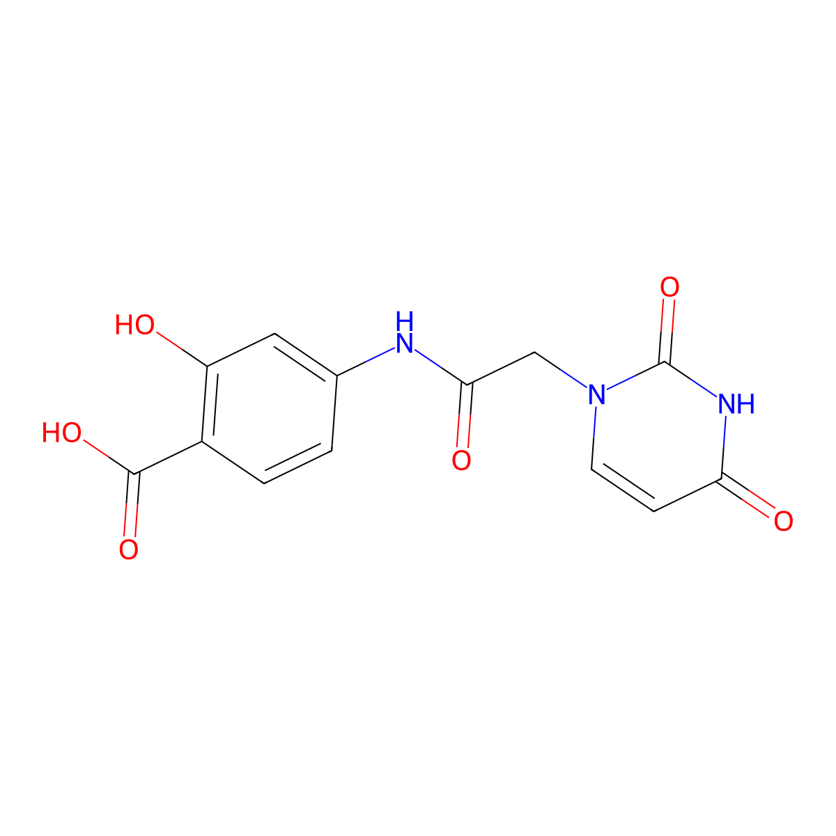 4-(((2,4-dioxo-3,4-dihydro-1(2H)-pyrimidinyl)acetyl)amino)-2-hydroxybenzoic acid molecular structure, CAS 4116-42-1