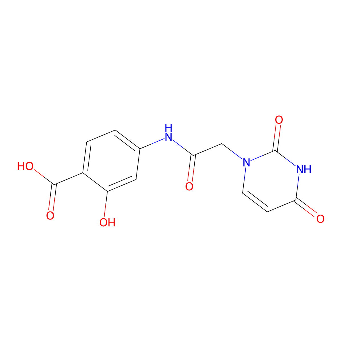 4-(((2,4-dioxo-3,4-dihydro-1(2H)-pyrimidinyl)acetyl)amino)-2-hydroxybenzoic acid molecular structure, CAS 4116-42-1
