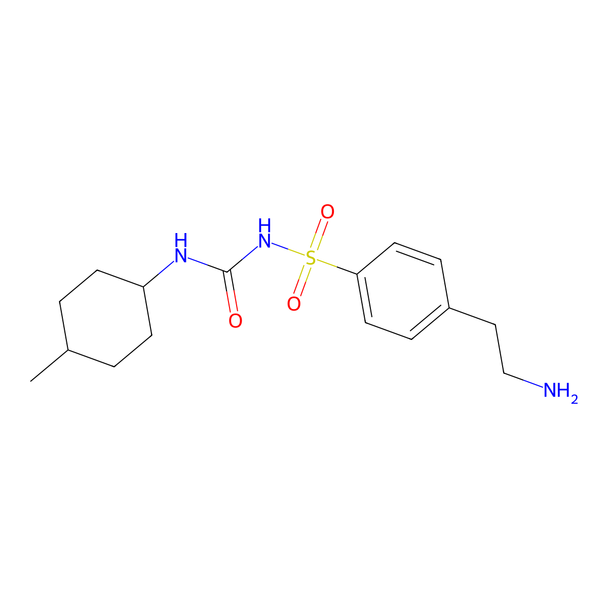 1-((4-(2-Aminoethyl)phenyl)sulfonyl)-3-(trans-4-methylcyclohexyl)urea molecular structure, CAS 41176-98-1