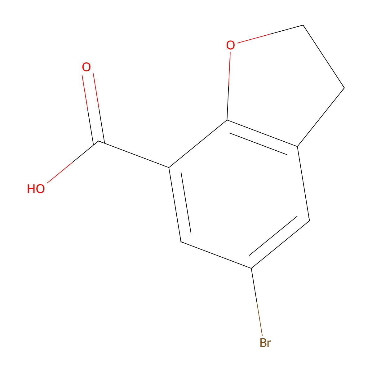 5-Bromo-2,3-dihydro-1-benzofuran-7-carboxylic acid molecular structure, CAS 41177-72-4