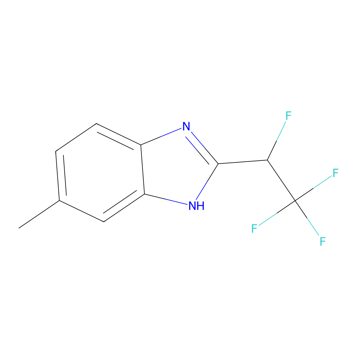 6-methyl-2-(1,2,2,2-tetrafluoroethyl)-1H-benzimidazole molecular structure, CAS 41185-76-6