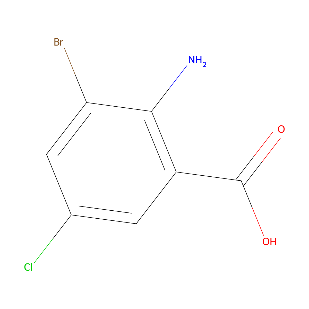 2-Amino-3-bromo-5-chlorobenzoic acid molecular structure, CAS 41198-02-1