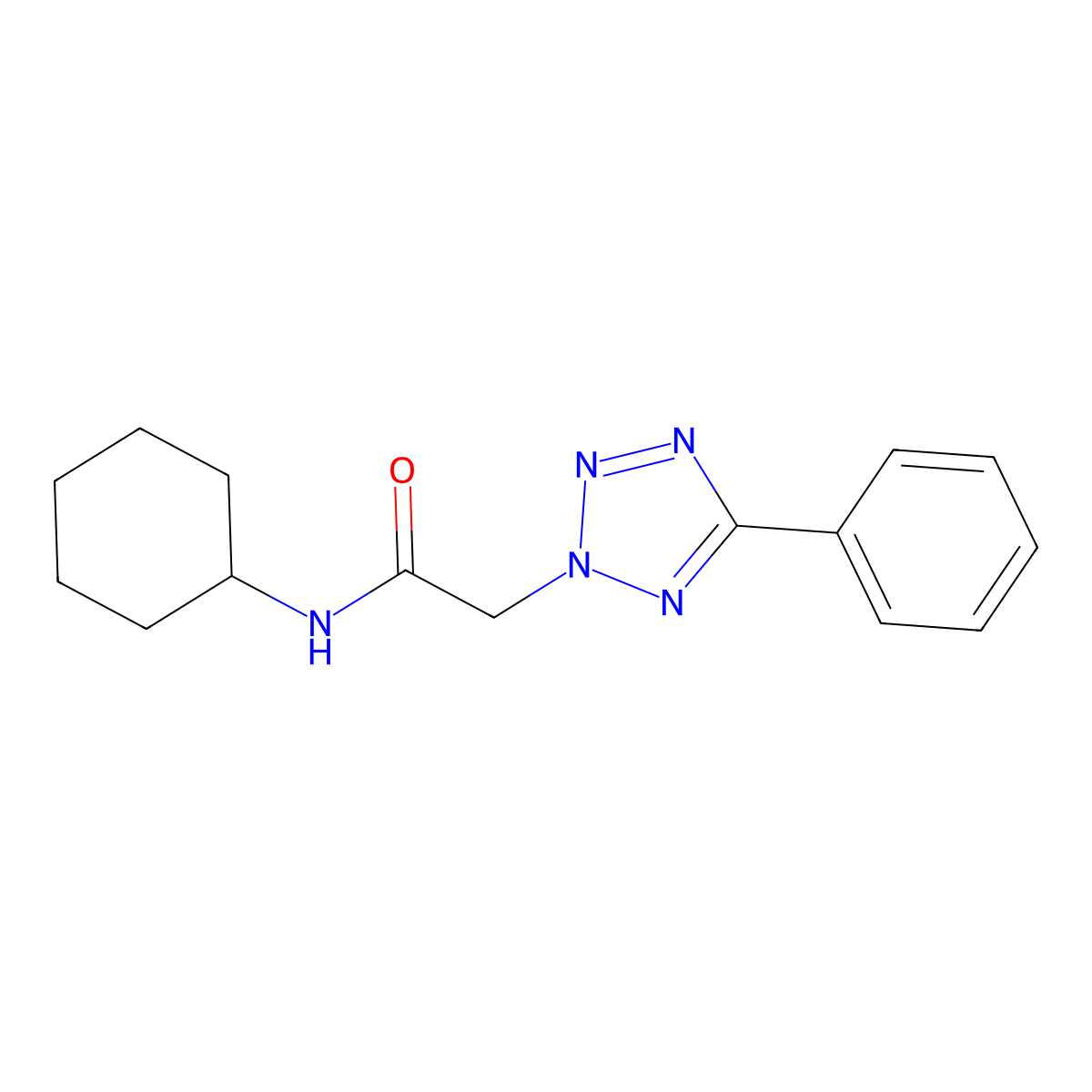 N-cyclohexyl-2-(5-phenyl-2H-tetrazol-2-yl)acetamide molecular structure, CAS 412008-13-0