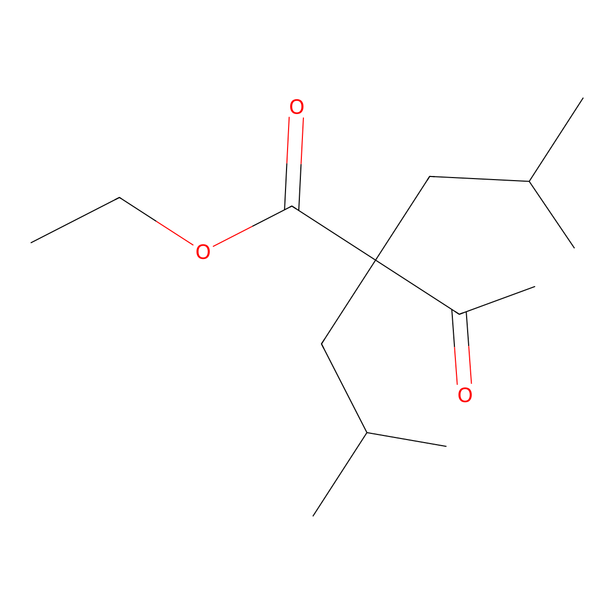 Ethyl 2-acetyl-4-methyl-2-(2-methylpropyl)pentanoate molecular structure, CAS 412027-13-5