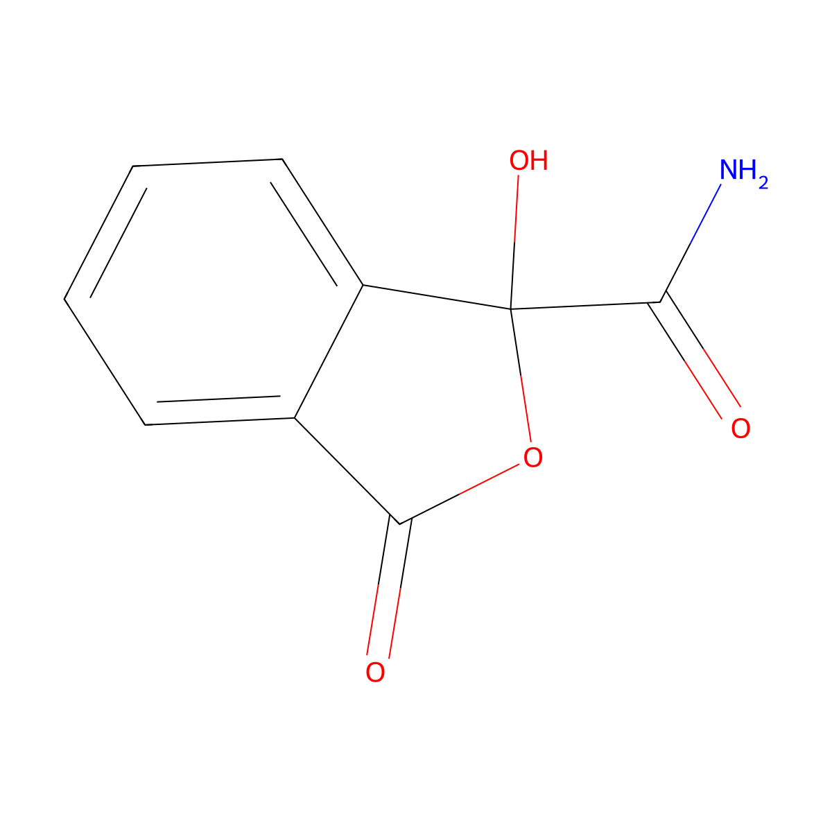 1-Hydroxy-3-oxo-1,3-dihydro-2-benzofuran-1-carboxamide molecular structure, CAS 412028-80-9
