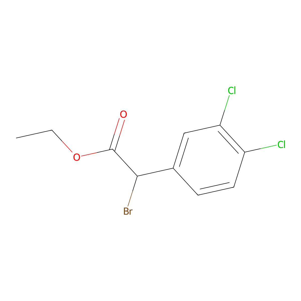 Ethyl 2-bromo-2-(3,4-dichlorophenyl)acetate molecular structure, CAS 41204-08-4