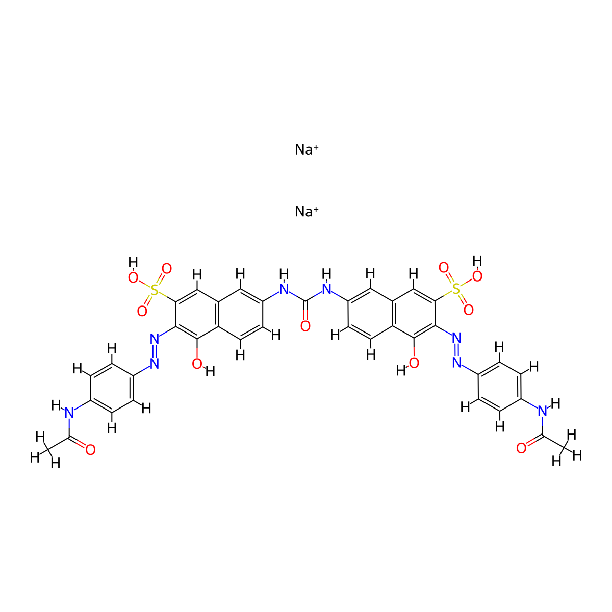 2-Naphthalenesulfonic acid, 7,7'-(carbonyldiimino)bis[3-[2-[4-(acetylamino)phenyl]diazenyl]-4-hydroxy-, sodium salt (1:2) molecular structure, CAS 41204-67-5