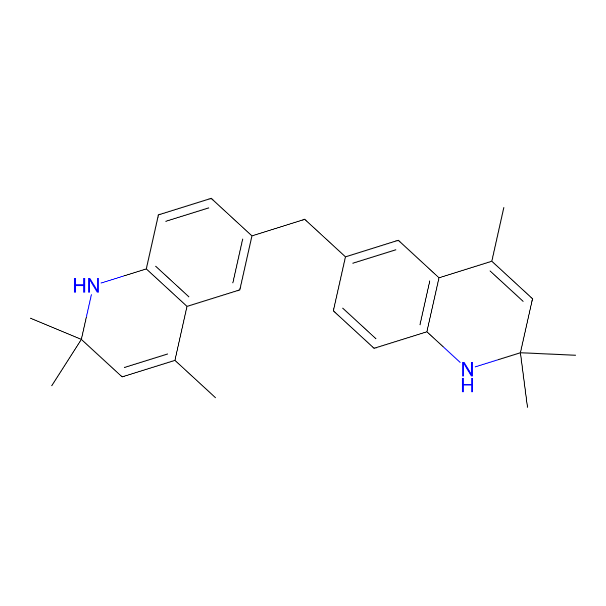 6,6'-Methylenebis(1,2-dihydro-2,2,4-trimethylquinoline) molecular structure, CAS 41208-07-5
