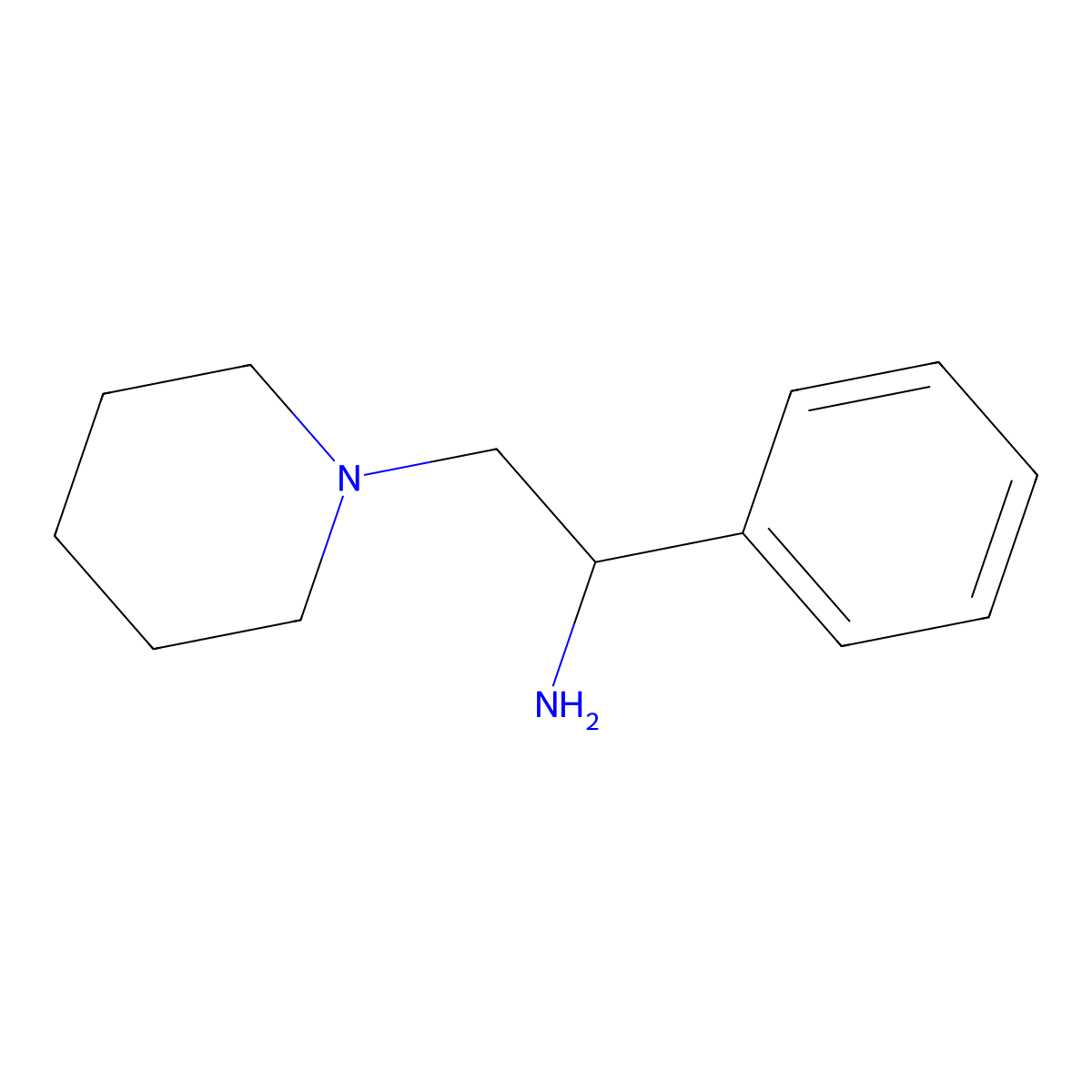 1-Phenyl-2-(piperidin-1-yl)ethan-1-amine molecular structure, CAS 41208-22-4