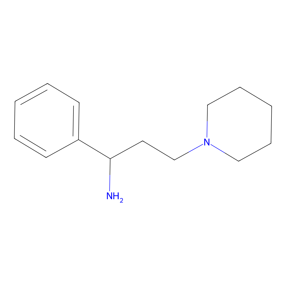 1-Phenyl-3-(piperidin-1-yl)propan-1-amine molecular structure, CAS 41208-24-6