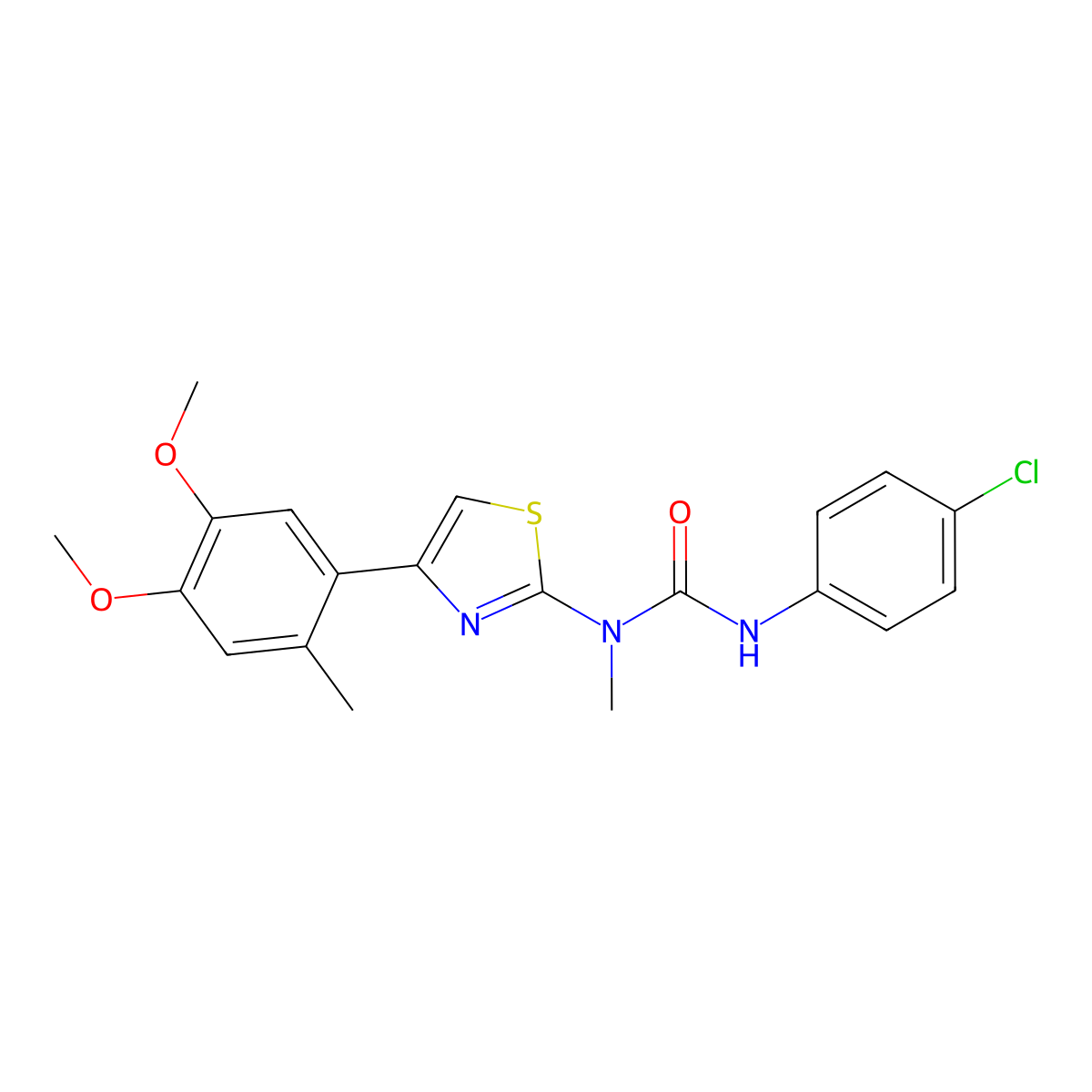 Urea, N'-(4-chlorophenyl)-N-(4-(4,5-dimethoxy-2-methylphenyl)-2-thiazolyl)-N-methyl- molecular structure, CAS 41213-76-7