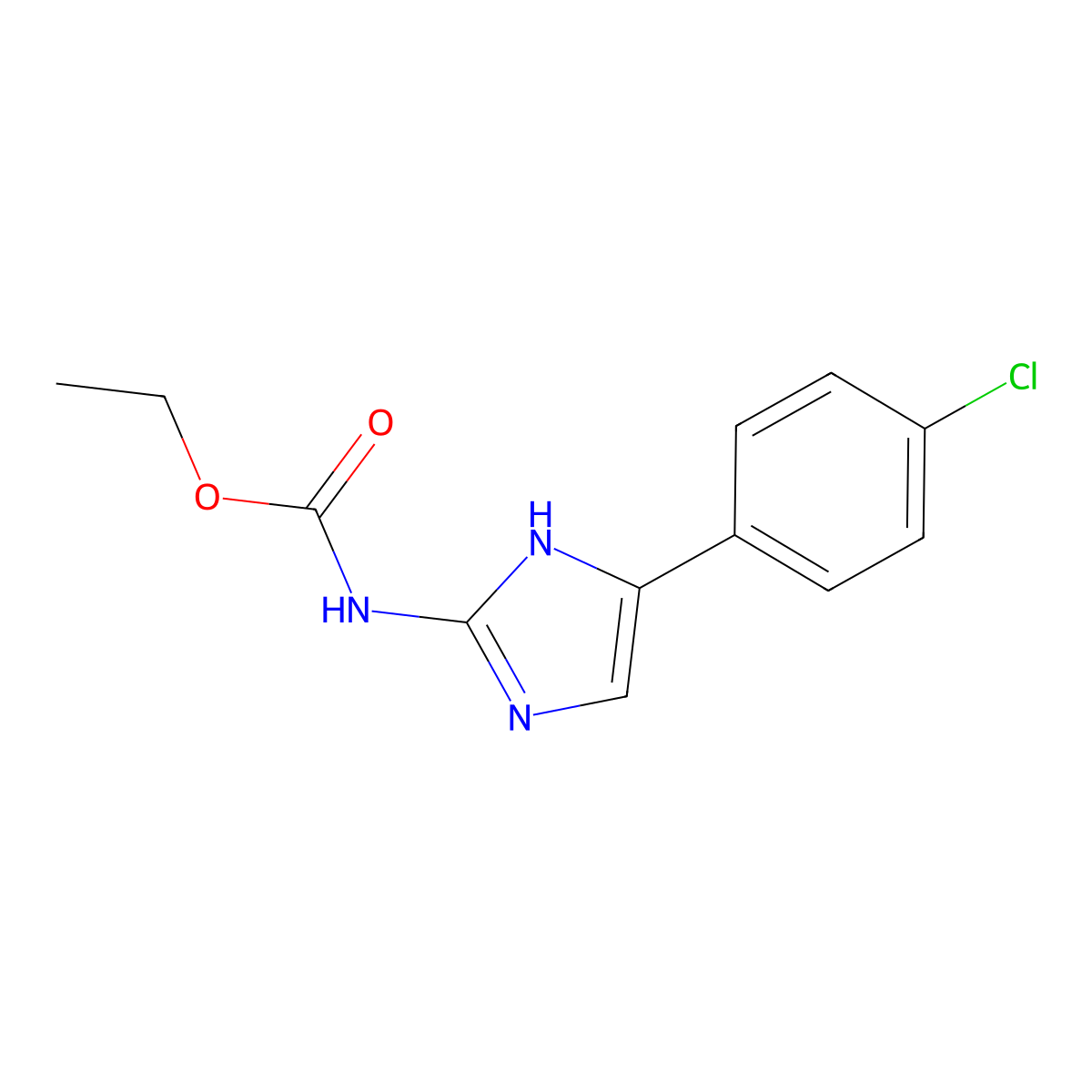 Ethyl 4-(4-chlorophenyl)-2-imidazolylcarbamate molecular structure, CAS 41213-97-2