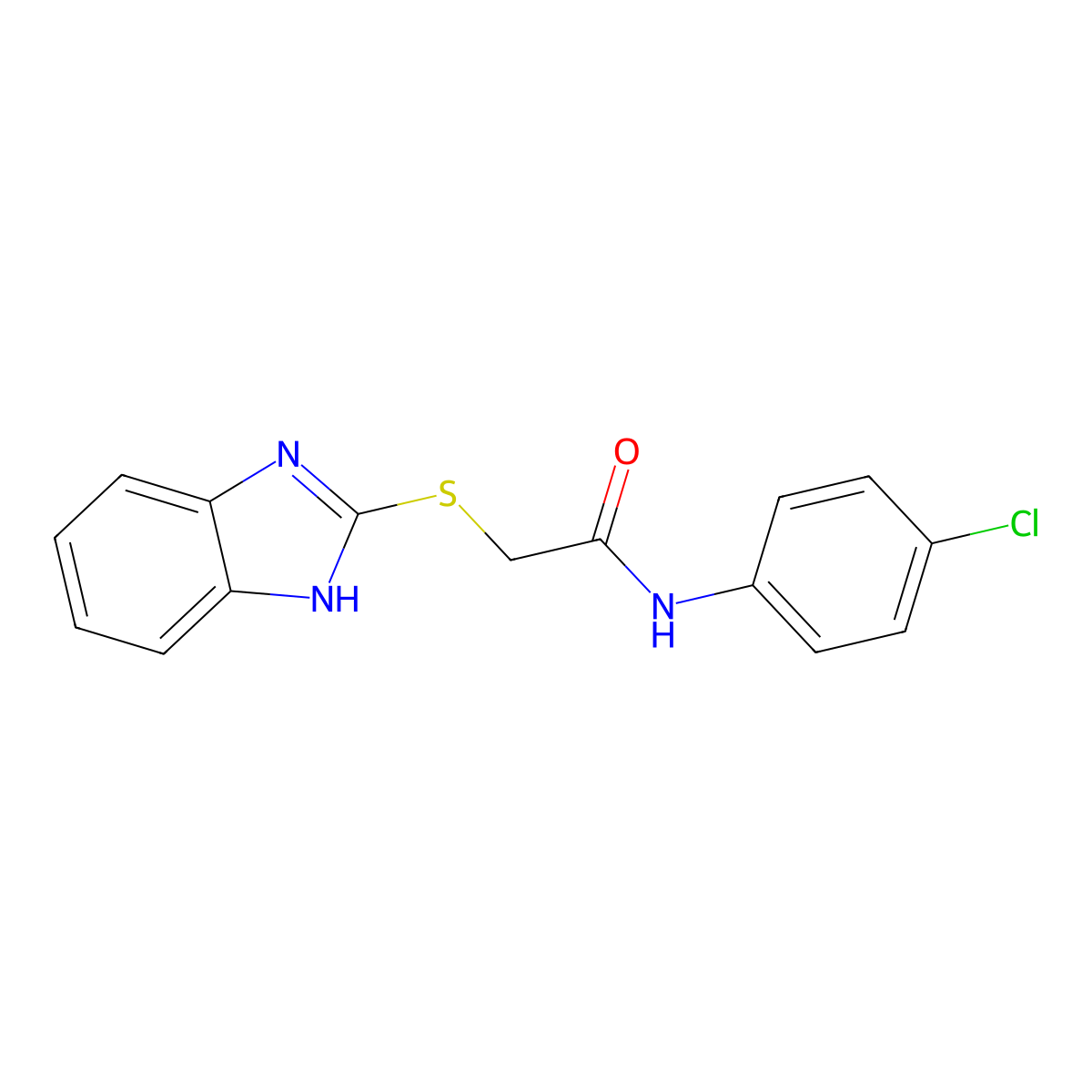 Acetamide, 2-(1H-benzimidazol-2-ylthio)-N-(4-chlorophenyl)- molecular structure, CAS 41215-89-8