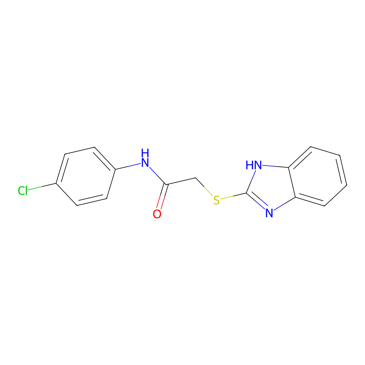 Acetamide, 2-(1H-benzimidazol-2-ylthio)-N-(4-chlorophenyl)- molecular structure, CAS 41215-89-8