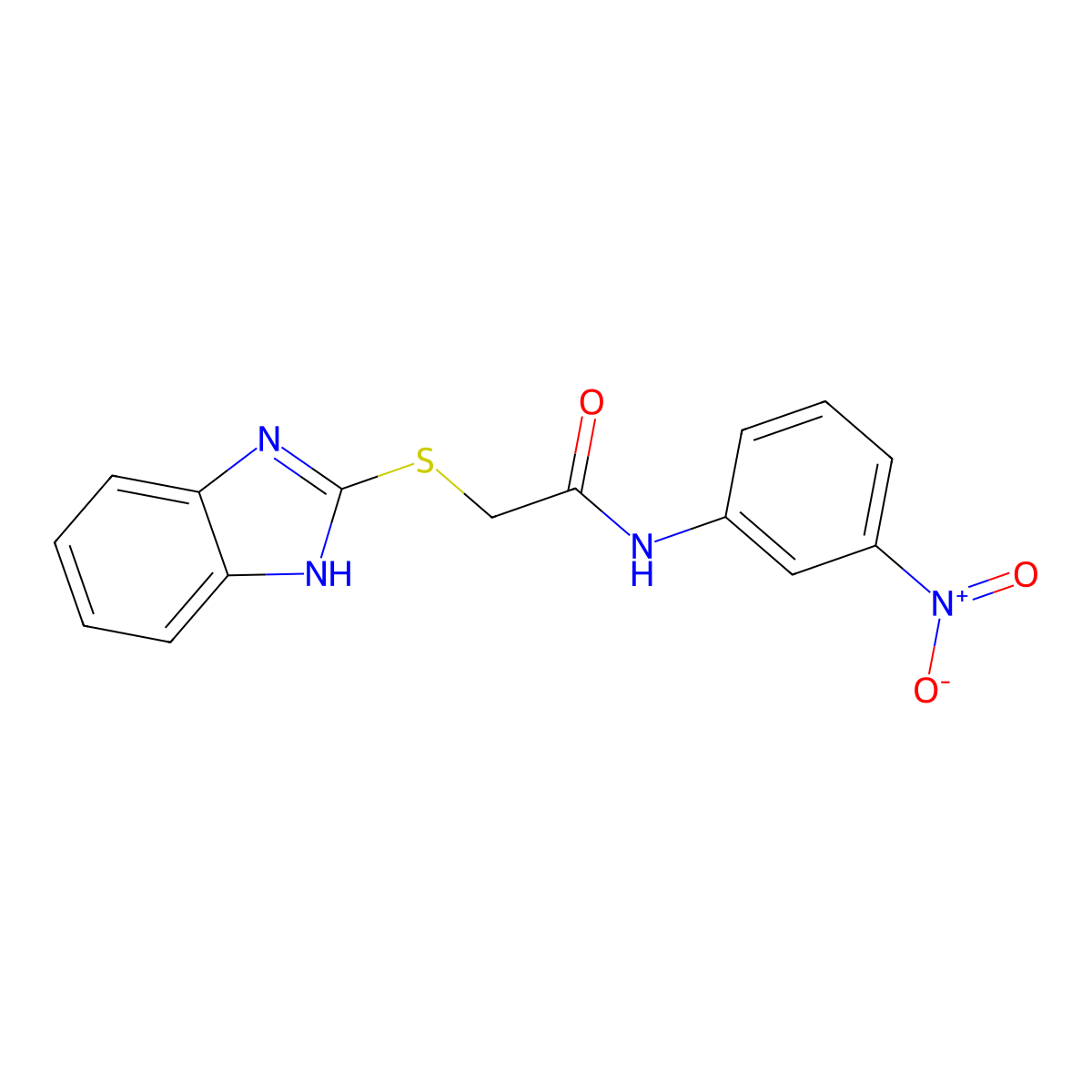 2-(1H-benzimidazol-2-ylsulfanyl)-N-(3-nitrophenyl)acetamide molecular structure, CAS 41215-97-8