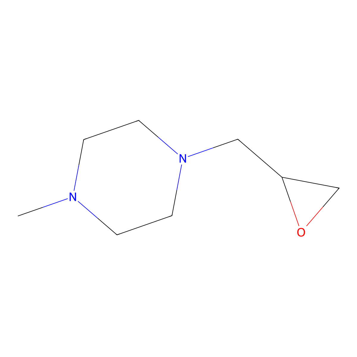 1-Methyl-4-(oxiran-2-ylmethyl)piperazine molecular structure, CAS 4122-79-6