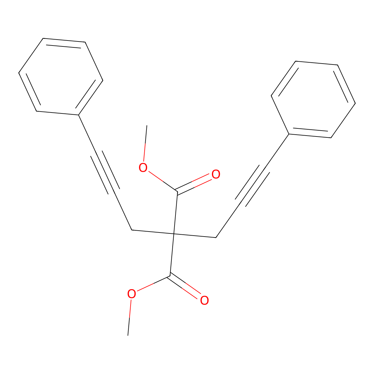 Dimethyl 2,2-bis(3-phenylprop-2-YN-1-YL)malonate molecular structure, CAS 412268-62-3