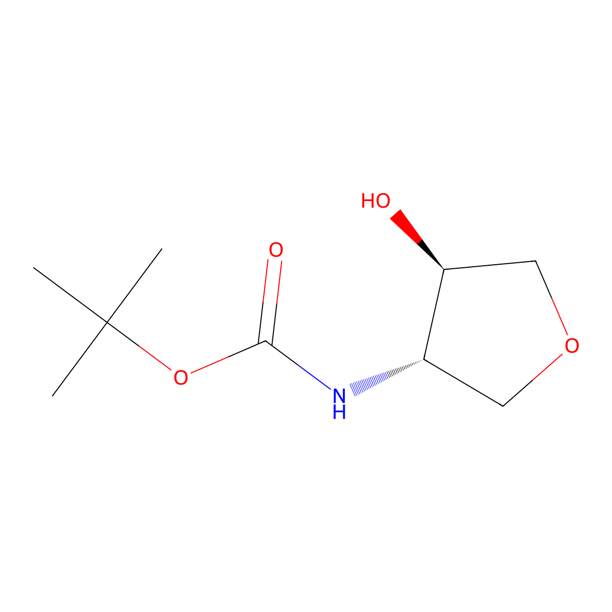 tert-butyl ((3S,4R)-4-hydroxytetrahydrofuran-3-yl)carbamate molecular structure, CAS 412278-24-1