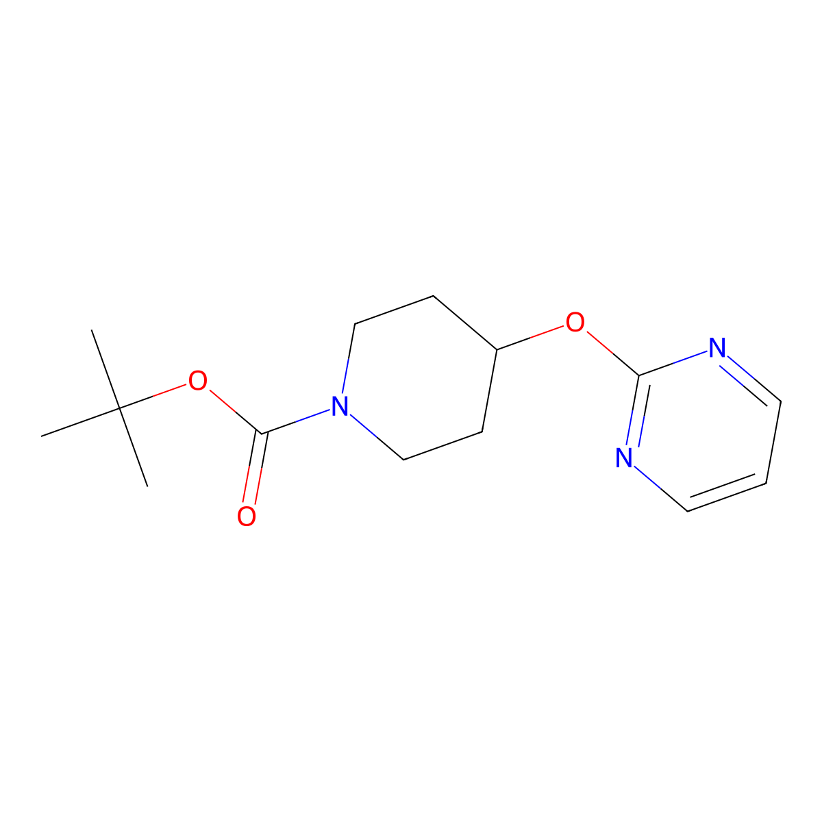 Tert-butyl 4-(pyrimidin-2-yloxy)piperidine-1-carboxylate molecular structure, CAS 412293-91-5