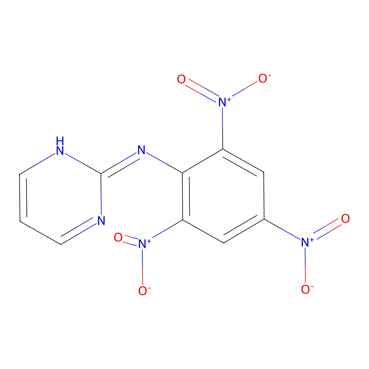 N-(2,4,6-trinitrophenyl)pyrimidin-2-amine molecular structure, CAS 41230-68-6