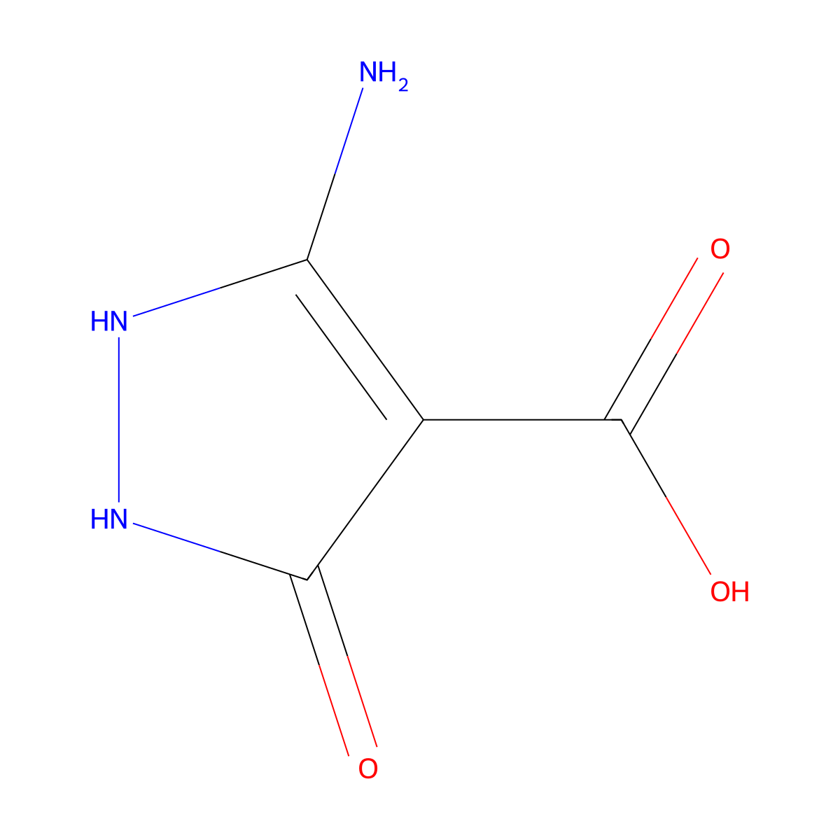 5-Amino-3-oxo-2,3-dihydro-1H-pyrazole-4-carboxylic acid molecular structure, CAS 412301-20-3