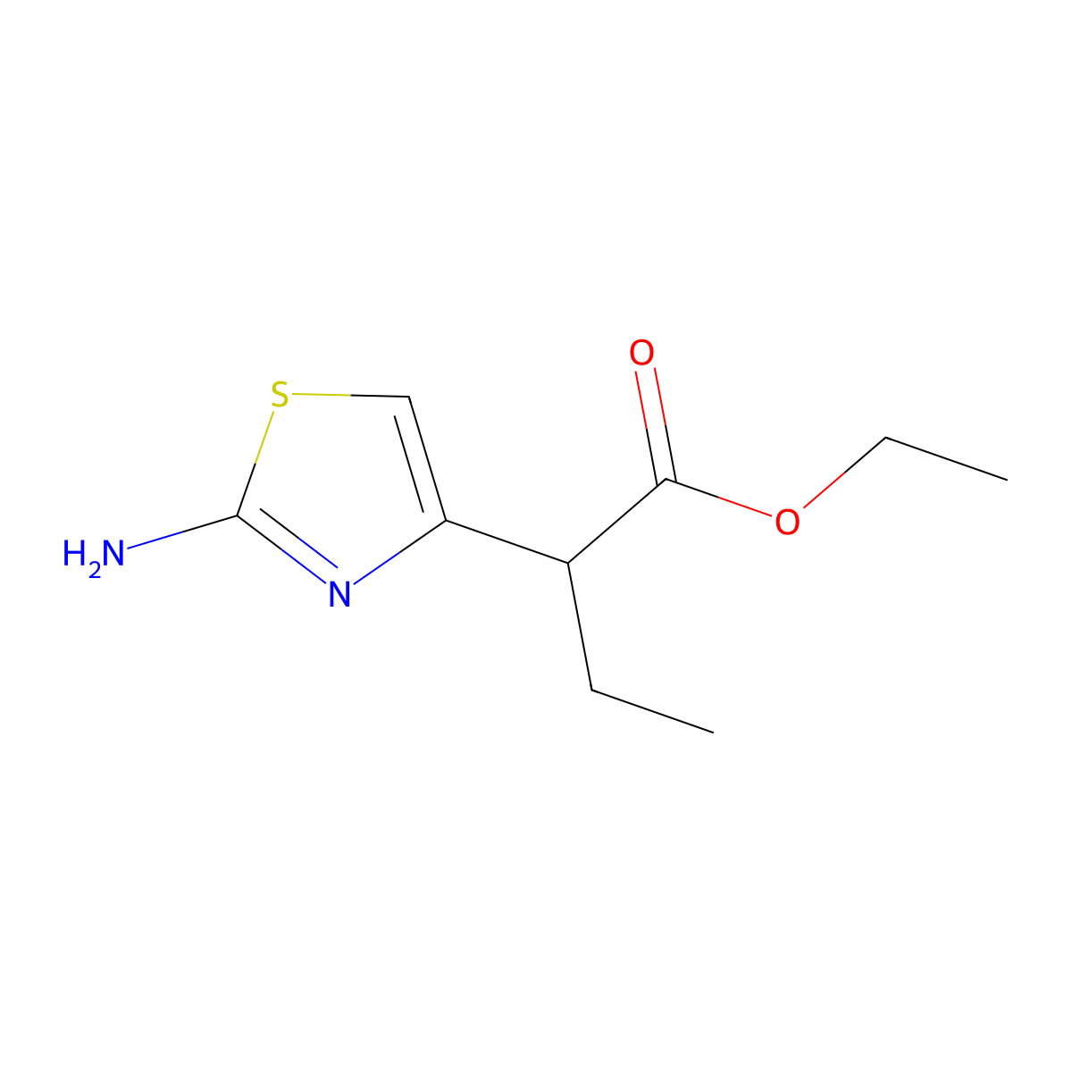 Ethyl 2-(2-aminothiazol-4-yl)butanoate molecular structure, CAS 412311-88-7