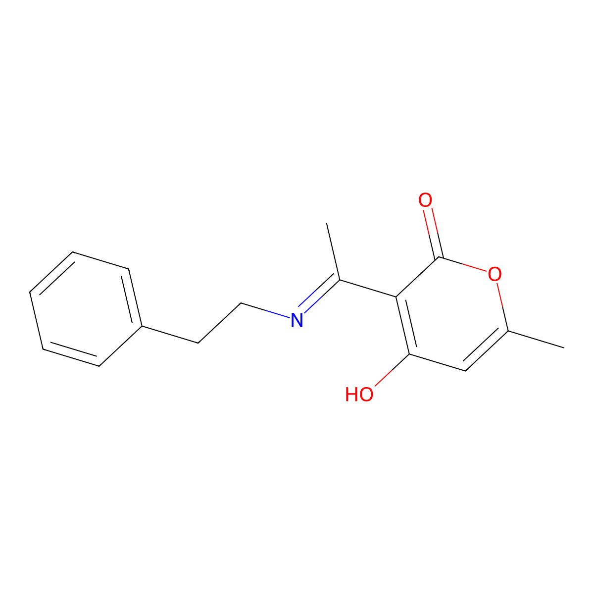 (E)-6-methyl-3-(1-(phenethylamino)ethylidene)-2H-pyran-2,4(3H)-dione molecular structure, CAS 412322-29-3