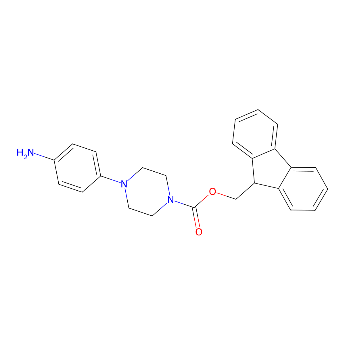 (9H-fluoren-9-yl)methyl 4-(4-aminophenyl)piperazine-1-carboxylate molecular structure, CAS 412331-98-7