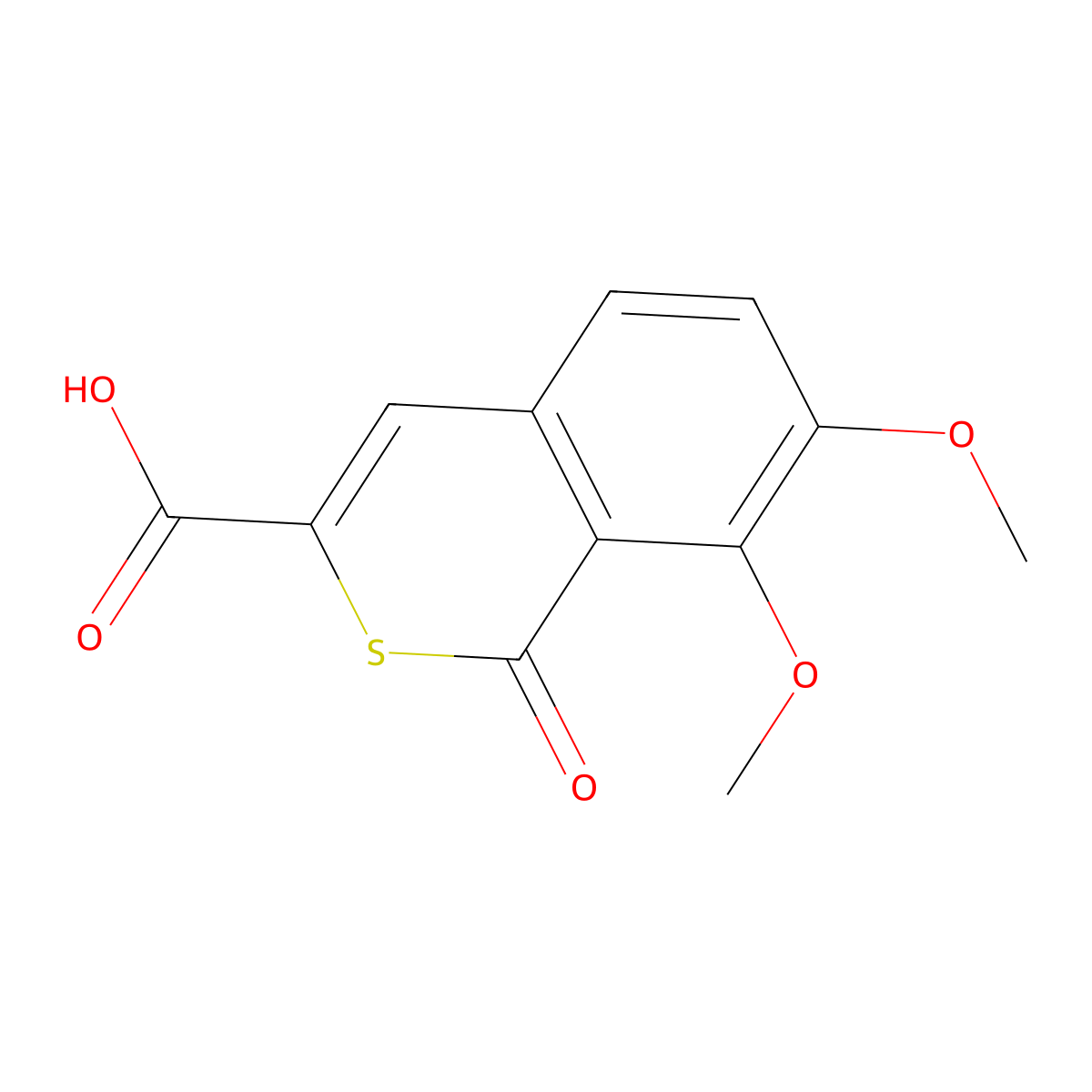 7,8-dimethoxy-1-oxo-1H-isothiochromene-3-carboxylic acid molecular structure, CAS 412336-00-6