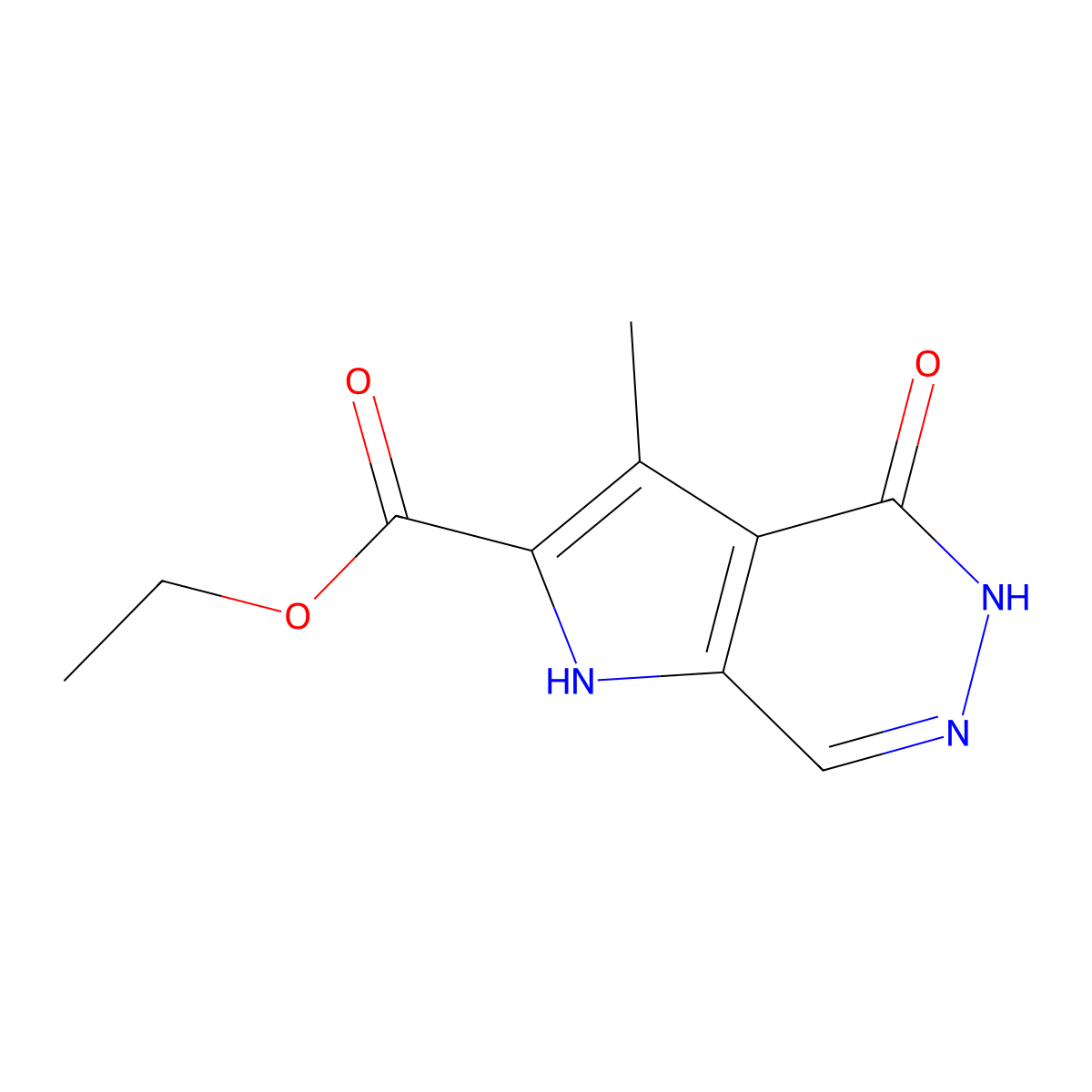 Ethyl 3-methyl-4-oxo-4,5-dihydro-1H-pyrrolo[2,3-d]pyridazine-2-carboxylate molecular structure, CAS 412339-05-0