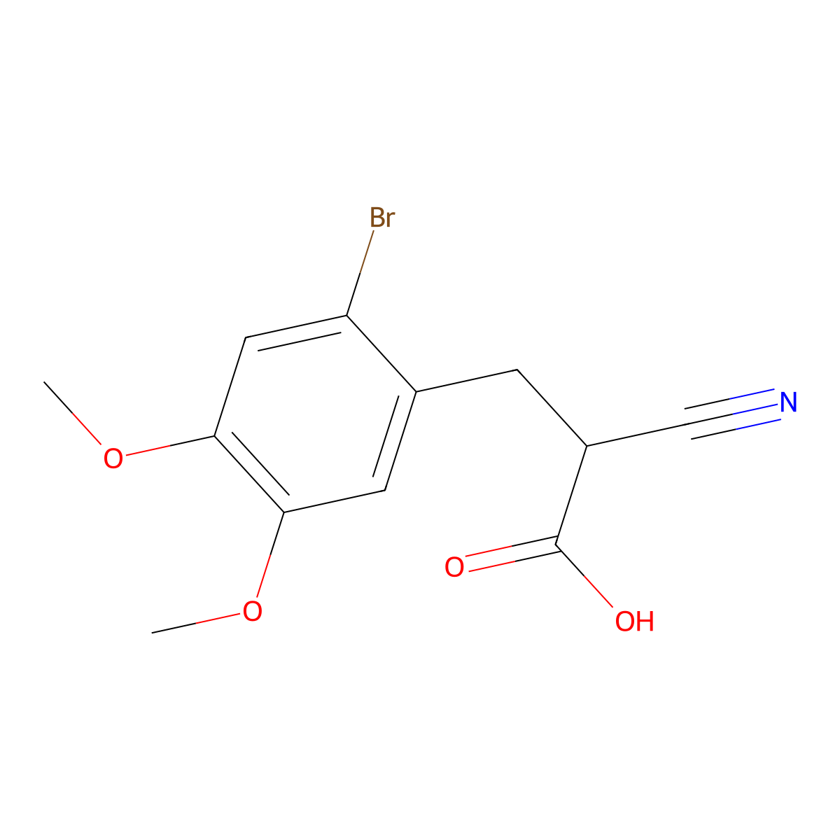 3-(2-Bromo-4,5-dimethoxyphenyl)-2-cyanopropionic acid molecular structure, CAS 41234-20-2