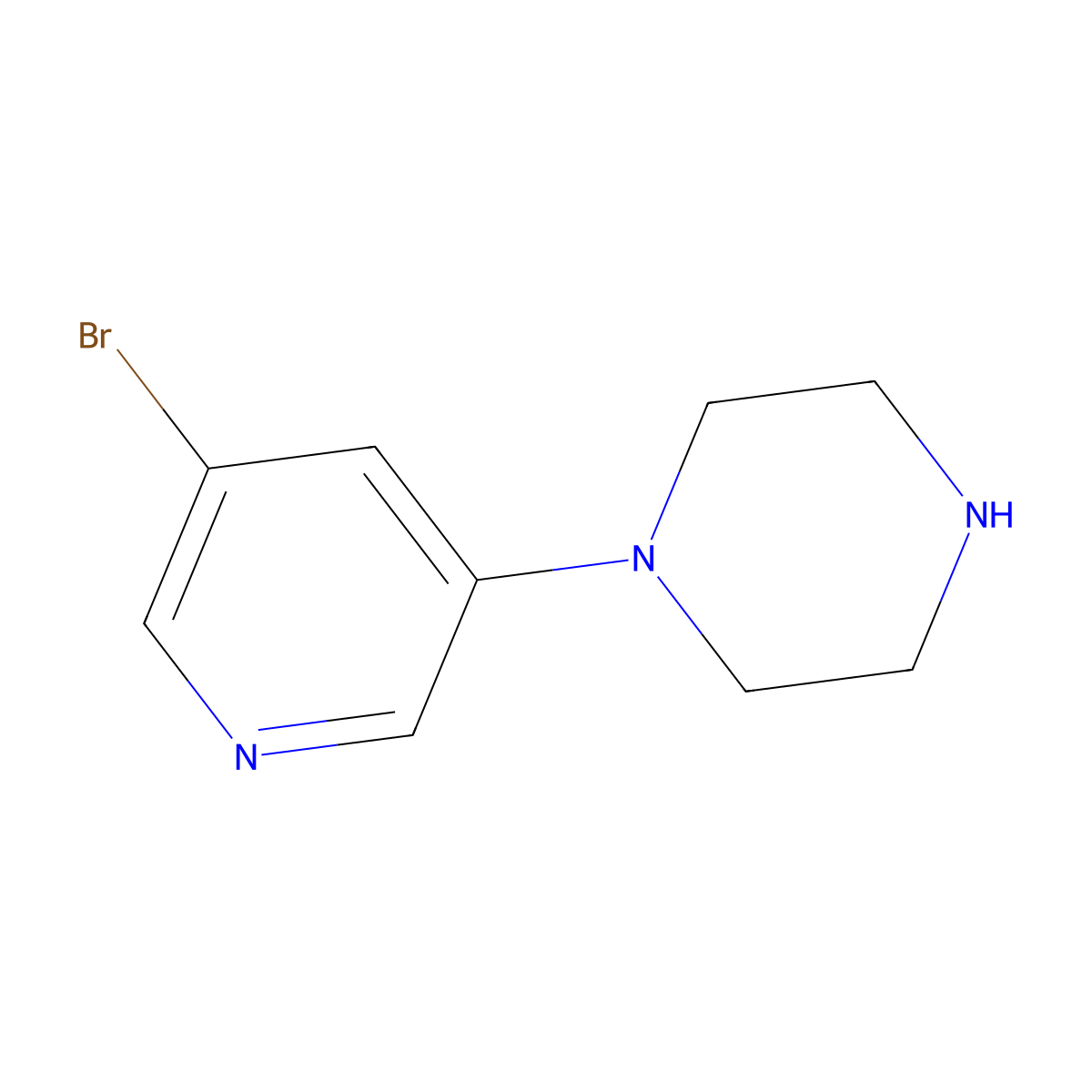 1-(5-Bromopyridin-3-yl)piperazine molecular structure, CAS 412347-30-9