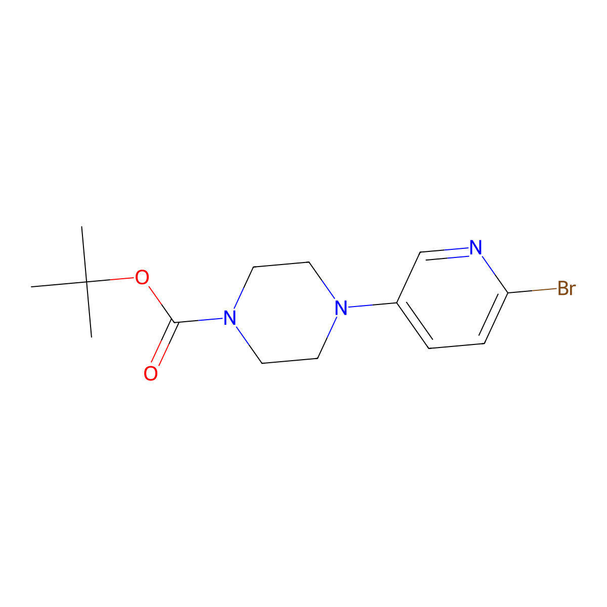Tert-butyl 4-(6-bromopyridin-3-yl)piperazine-1-carboxylate molecular structure, CAS 412348-27-7
