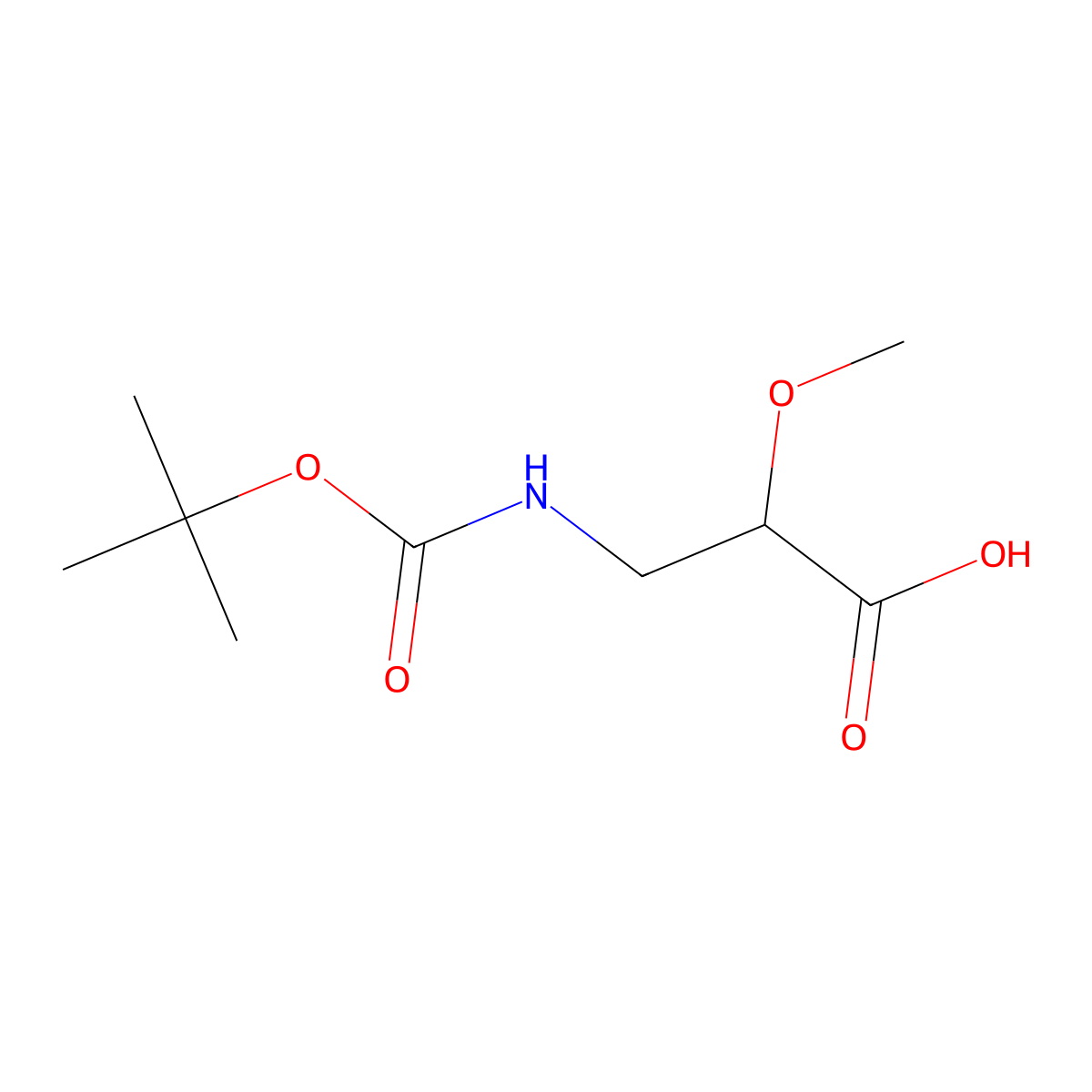 (2S)-3-(((tert-butoxy)carbonyl)amino)-2-methoxypropanoic acid molecular structure, CAS 412352-66-0