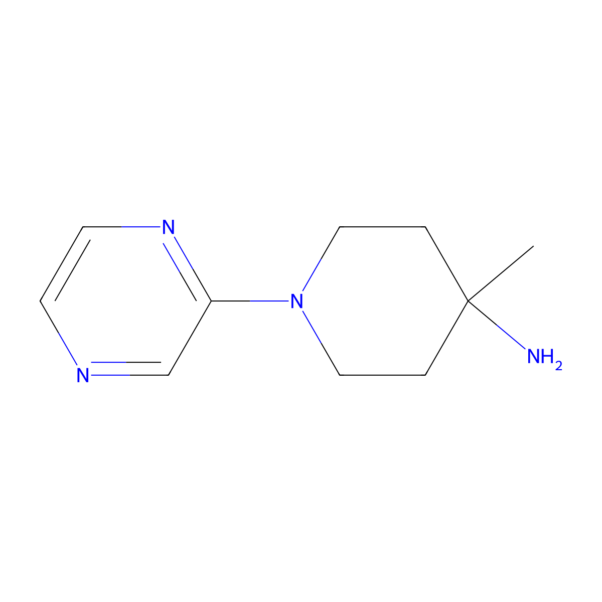 4-Methyl-1-(2-pyrazinyl)-4-piperidinamine molecular structure, CAS 412355-93-2