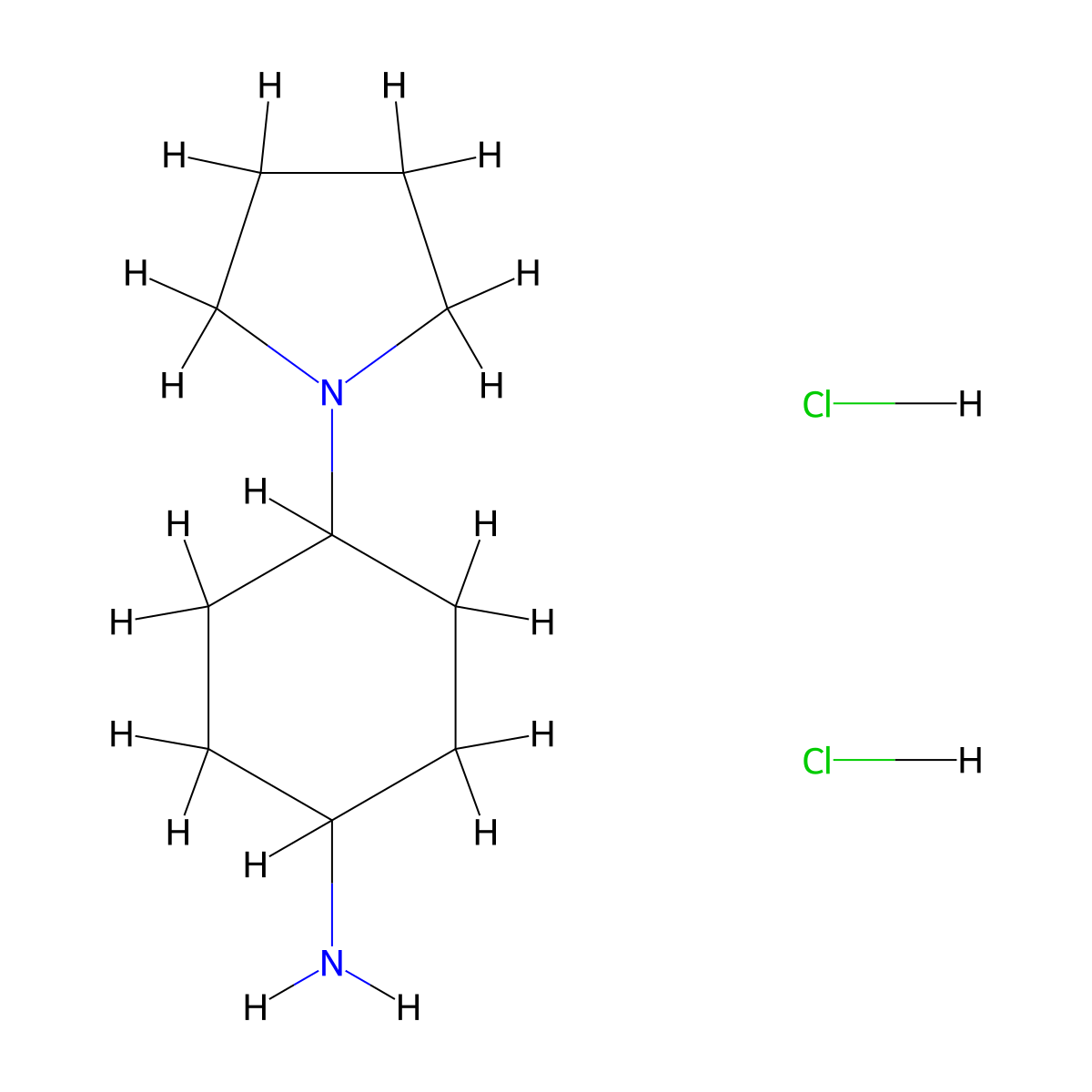 (1r,4r)-4-(Pyrrolidin-1-yl)cyclohexan-1-amine dihydrochloride molecular structure, CAS 412356-23-1
