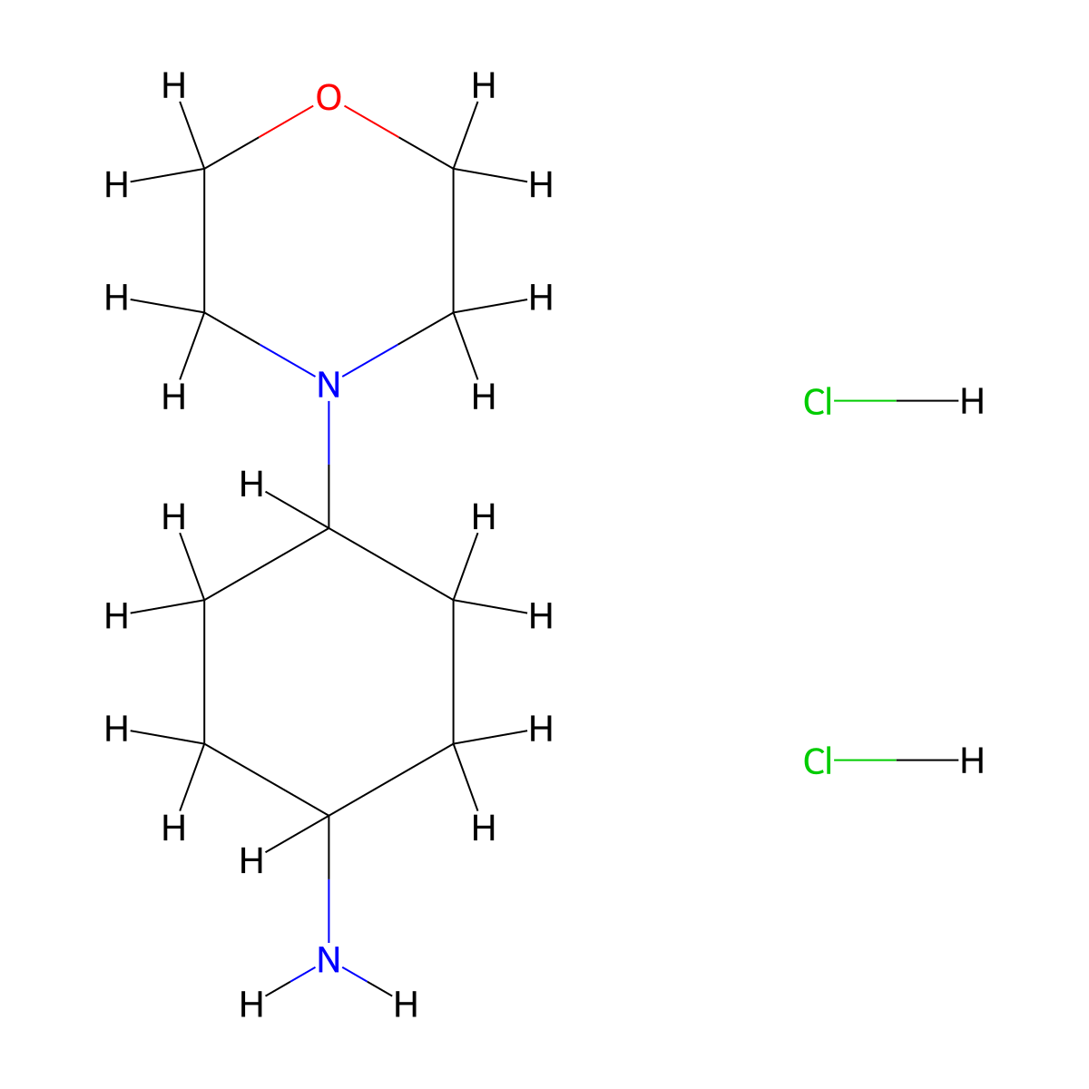 Rac-(1r,4r)-4-(morpholin-4-yl)cyclohexan-1-amine dihydrochloride molecular structure, CAS 412356-24-2