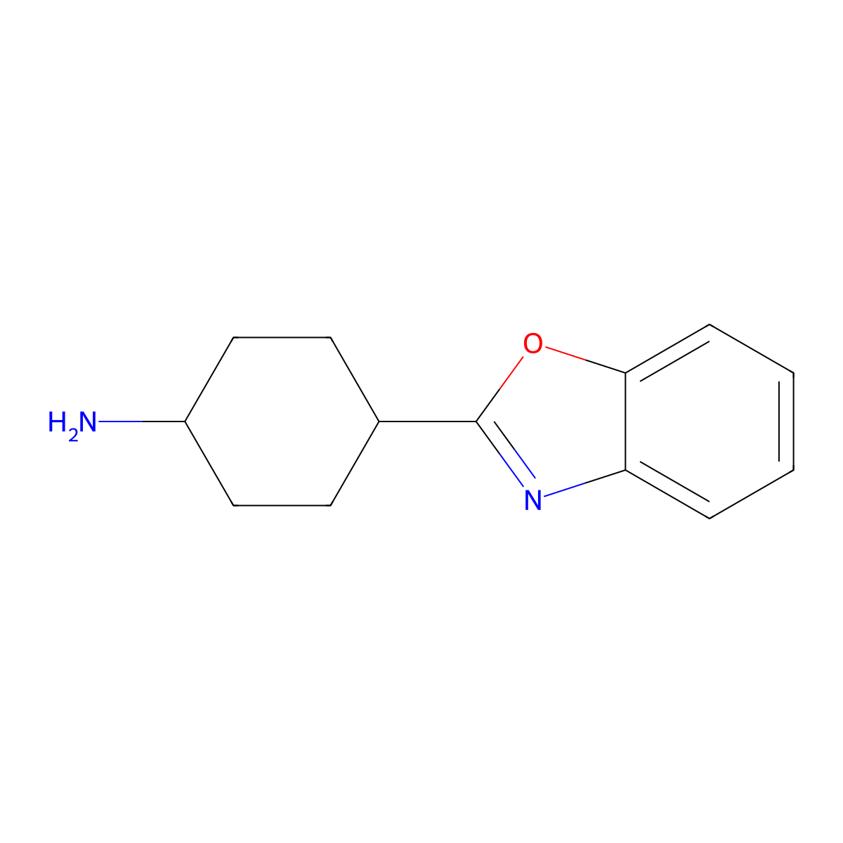 Rac-(1r,4r)-4-(1,3-benzoxazol-2-yl)cyclohexan-1-amine molecular structure, CAS 412356-27-5