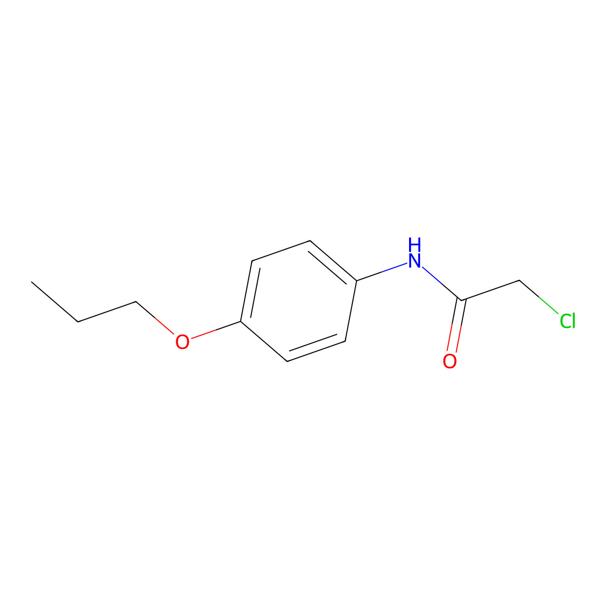 2-chloro-N-(4-propoxyphenyl)acetamide molecular structure, CAS 41240-81-7